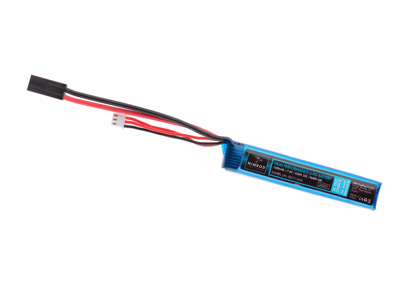 Nimrod Lipo 7.4V 1300 mAh 25c Stock Tube Type